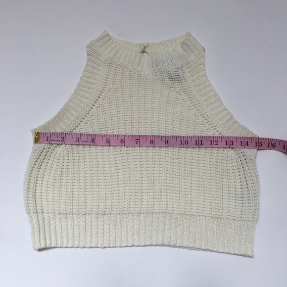 Knit High-Neck Cream Boho Crop Top Forever 21, Size Medium - Picture 9 of 9